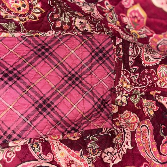 Vera Bradley Large Tote And Pencil Pouch Raspberry Paisley Pattern - Picture 8 of 11